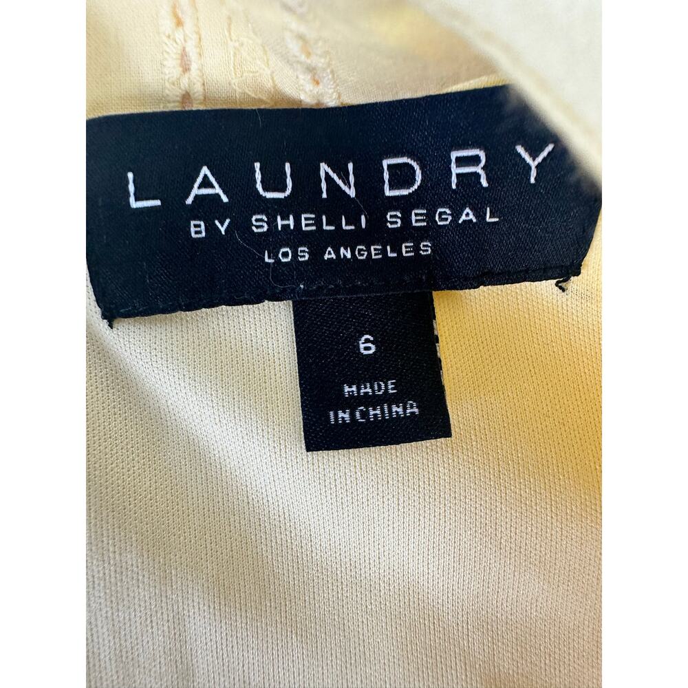 Laundry by Shelli Segal Butter Yellow Cotton Embroidered Eyelet Mini Dress 6 - Picture 6 of 10